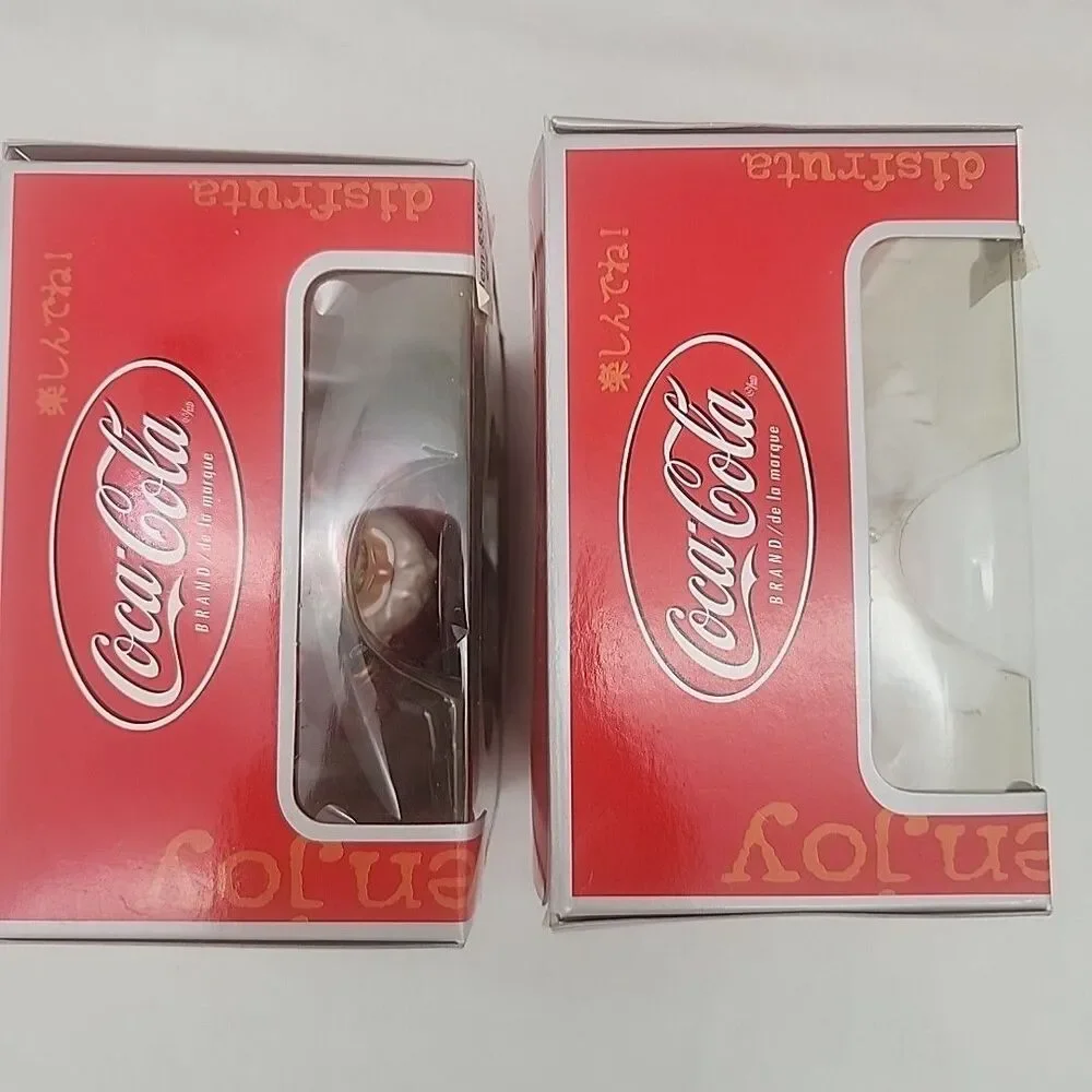 Ornament Coca Cola Blown Glass Snowman Santa Christmas Cavanaugh Set Of 2